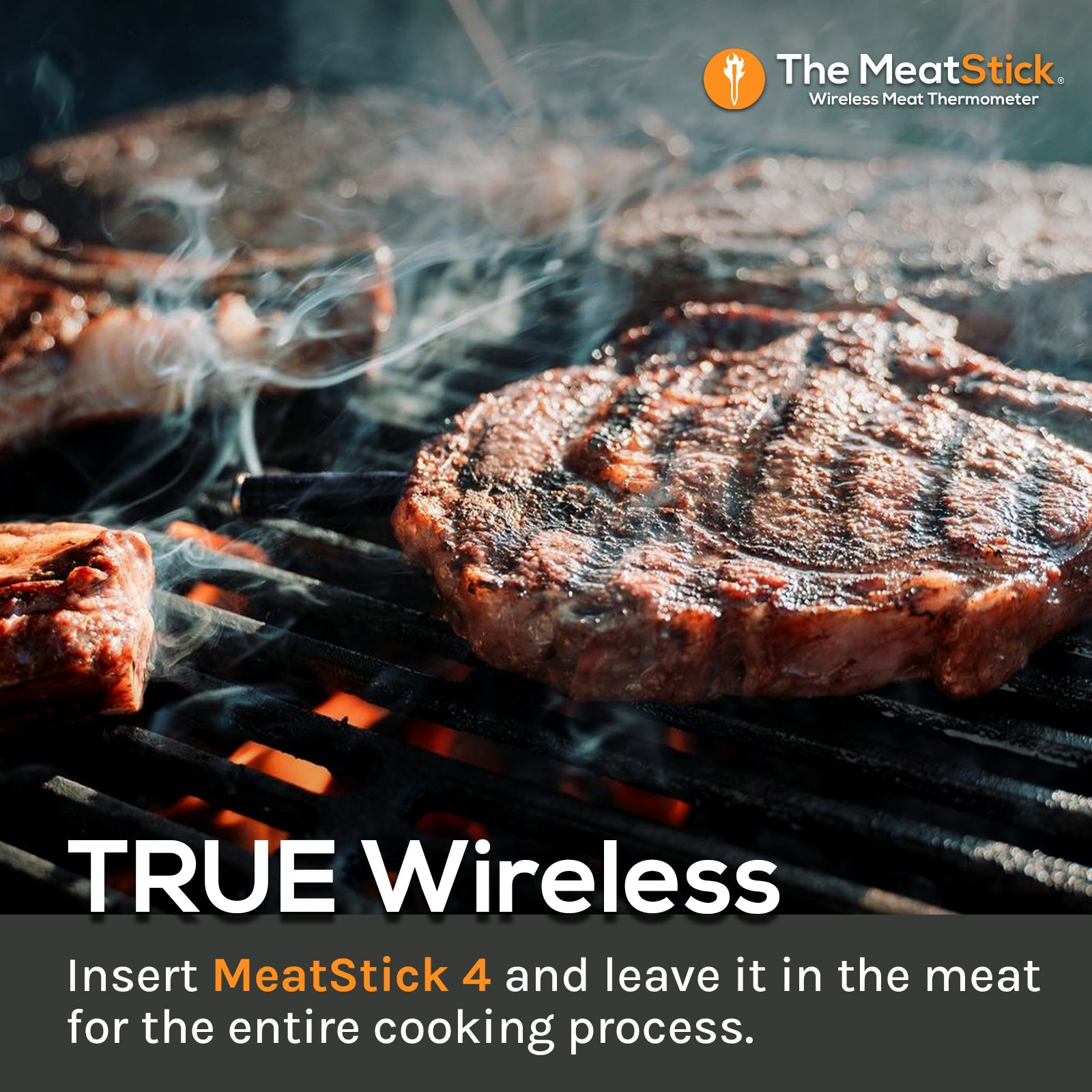 MeatStick 4 Set | Quad Sensors Wireless Meat Thermometer with Bluetooth | for BBQ, Kitchen, Smoker, Air Fryer, Deep Frying, Oven, Sous Vide, Grill, Rotisserie | Limited Range