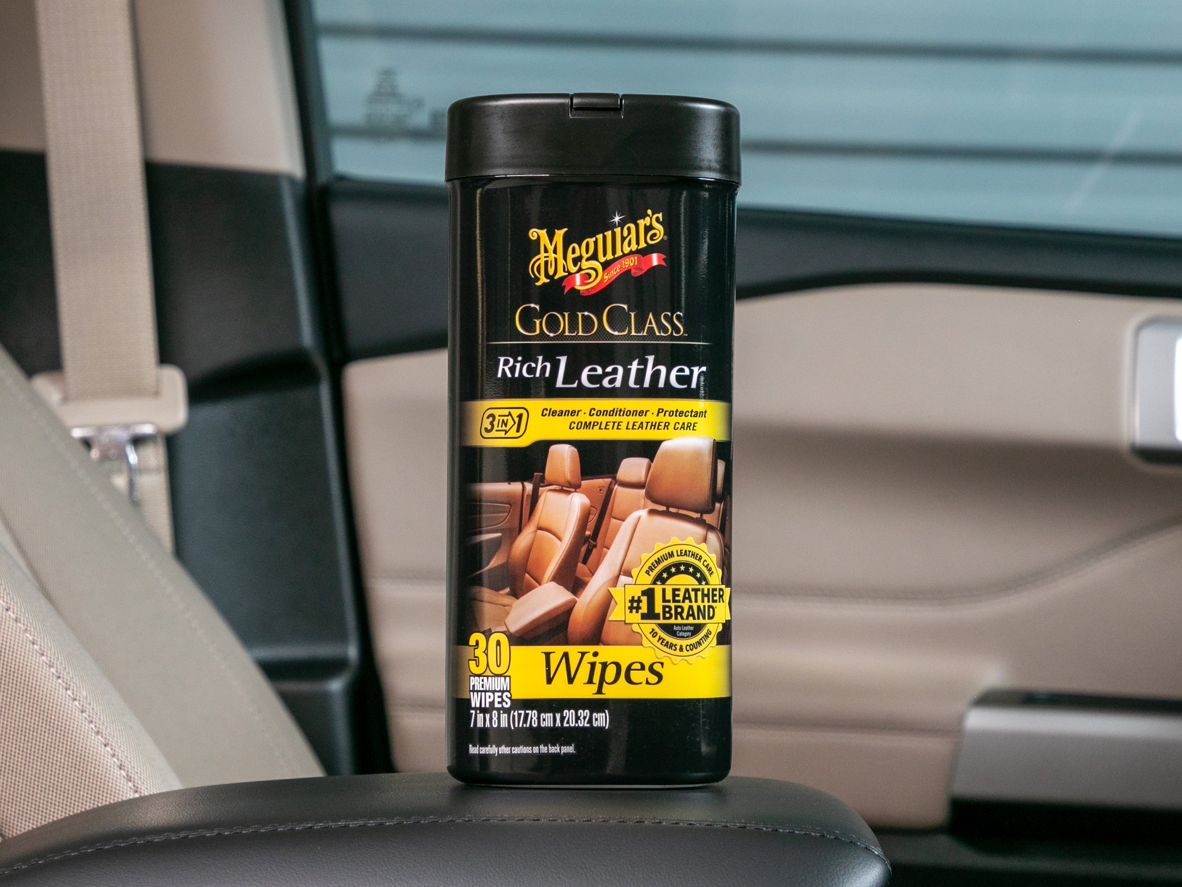 Meguiar's Gold Class Rich Leather Wipes, G10900, 30 Wipes