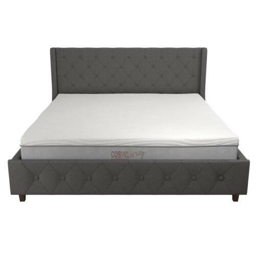 CosmoLiving Mercer Mid-Century Fabric King Upholstered Bed in Gray