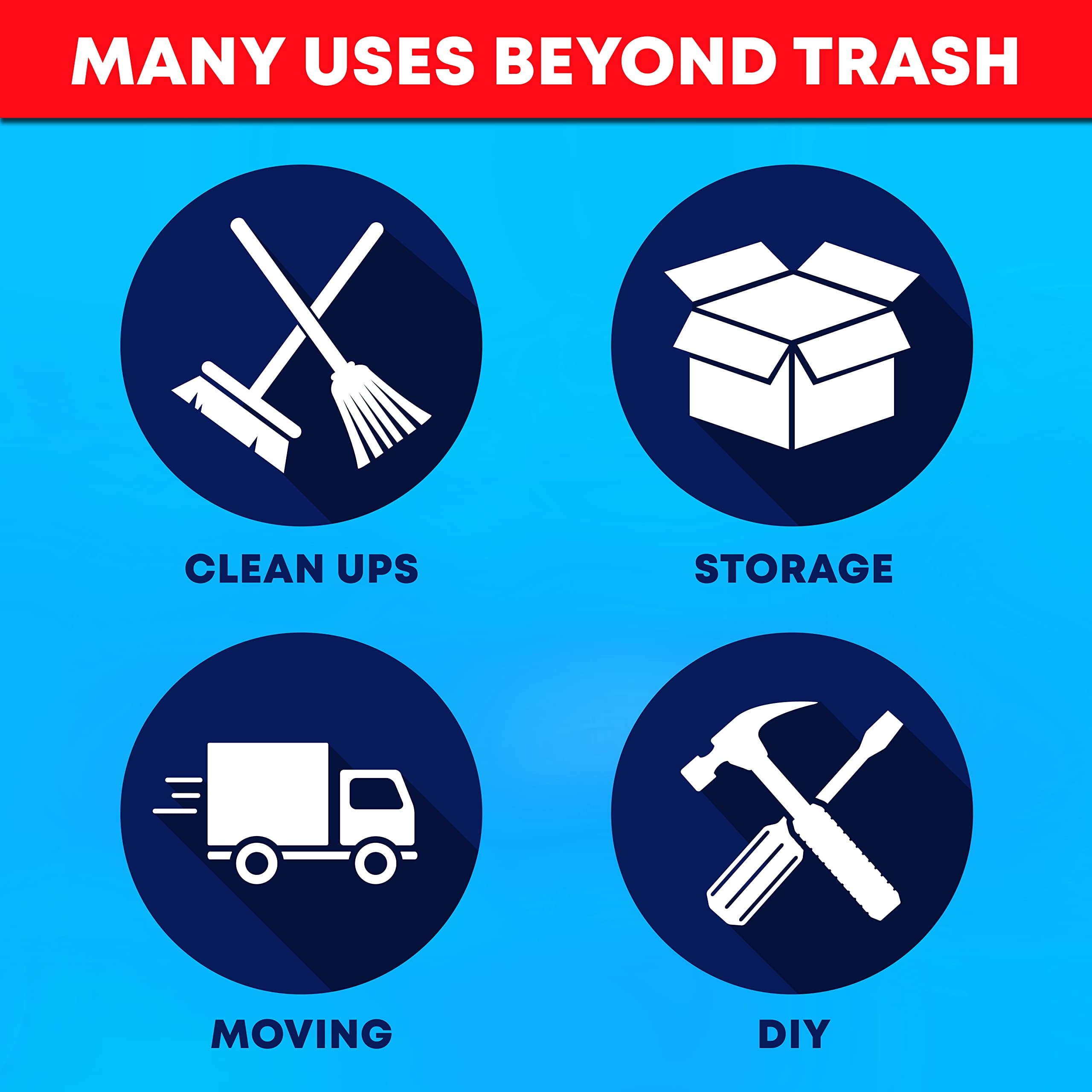 Maple Star 55 Gallon Trash Bags,38” x 58” Black Heavy Duty Garbage Can Liners 1.5 Mil ,50 Count