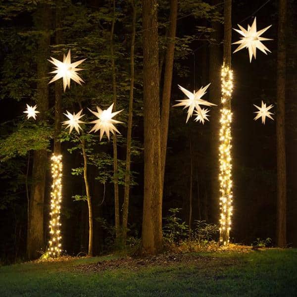 14 in. Illuminated LED Clear Frosted Holiday Moravian Star