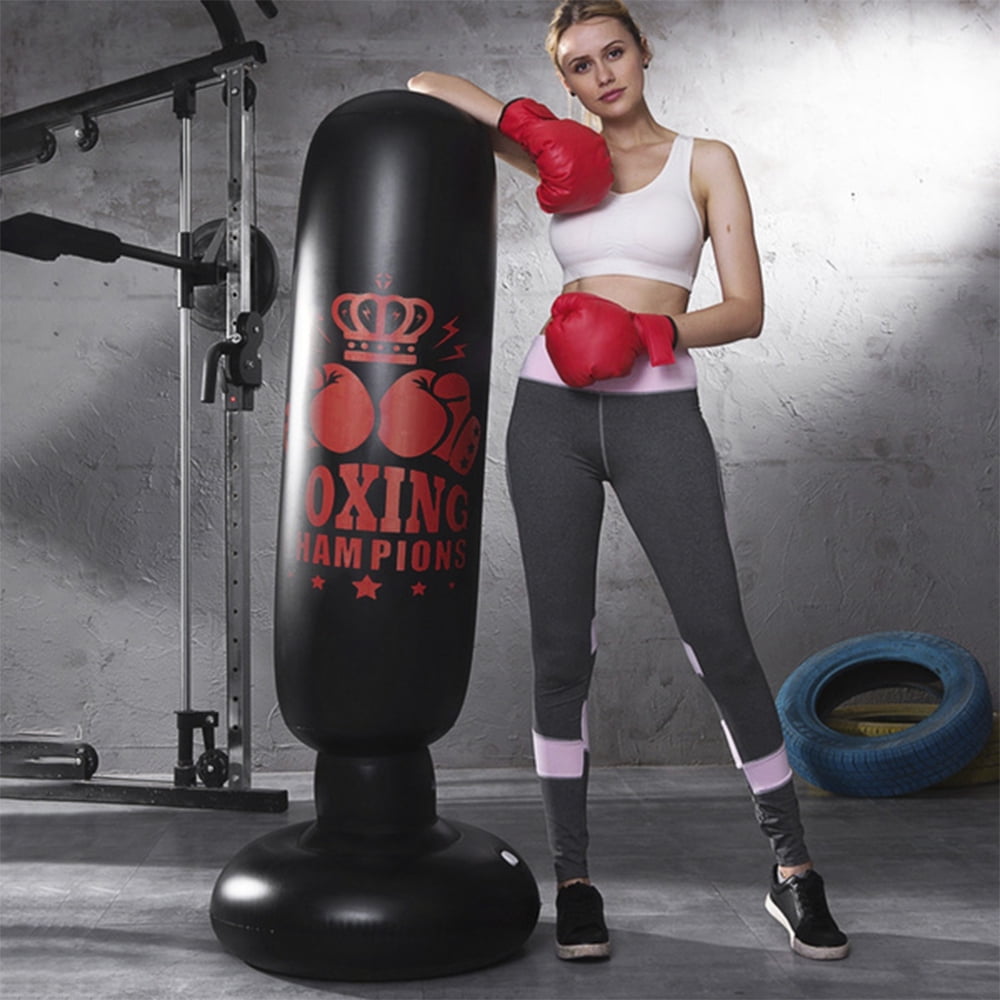 EUWBSSR Heavy Padded Adult Professional Punching Bag,160cm Punching Bag,Freestanding Cup Column Sandbag with Free Standing Air Pump, Kickboxing Practice, Karate