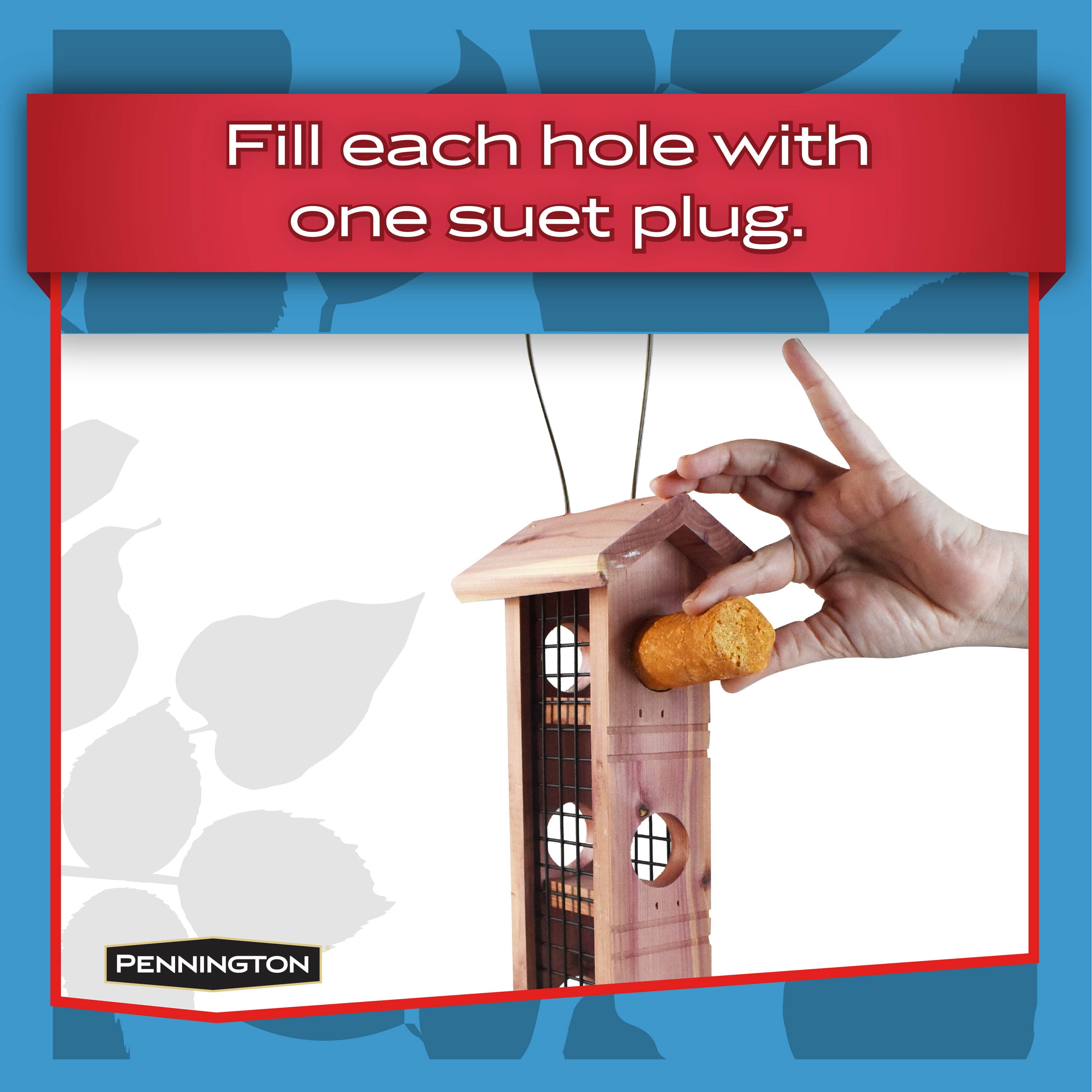 Pennington Red Cedar Wild Bird Suet Feeder, 4 Plug Capacity