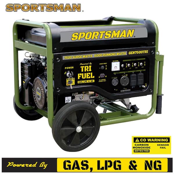 7500-Watt Tri-Fuel CO Warning Shut-off with Electric Start Runs on Natural Gas, Propane or Gasoline Portable Generator