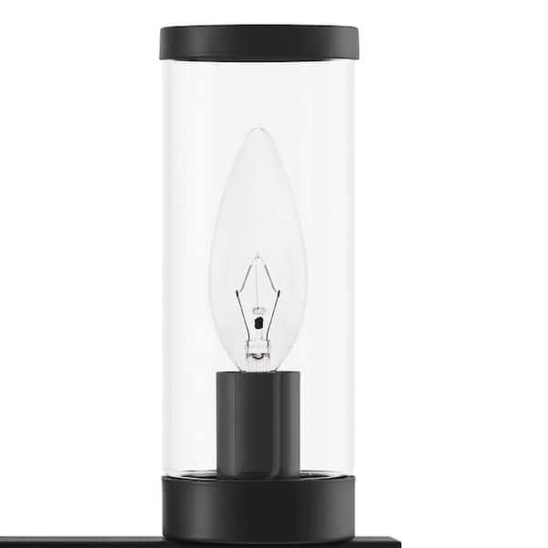 Loveland 16.625 in. 3-Light Black Bathroom Vanity Light Fixture with Clear Glass Shades