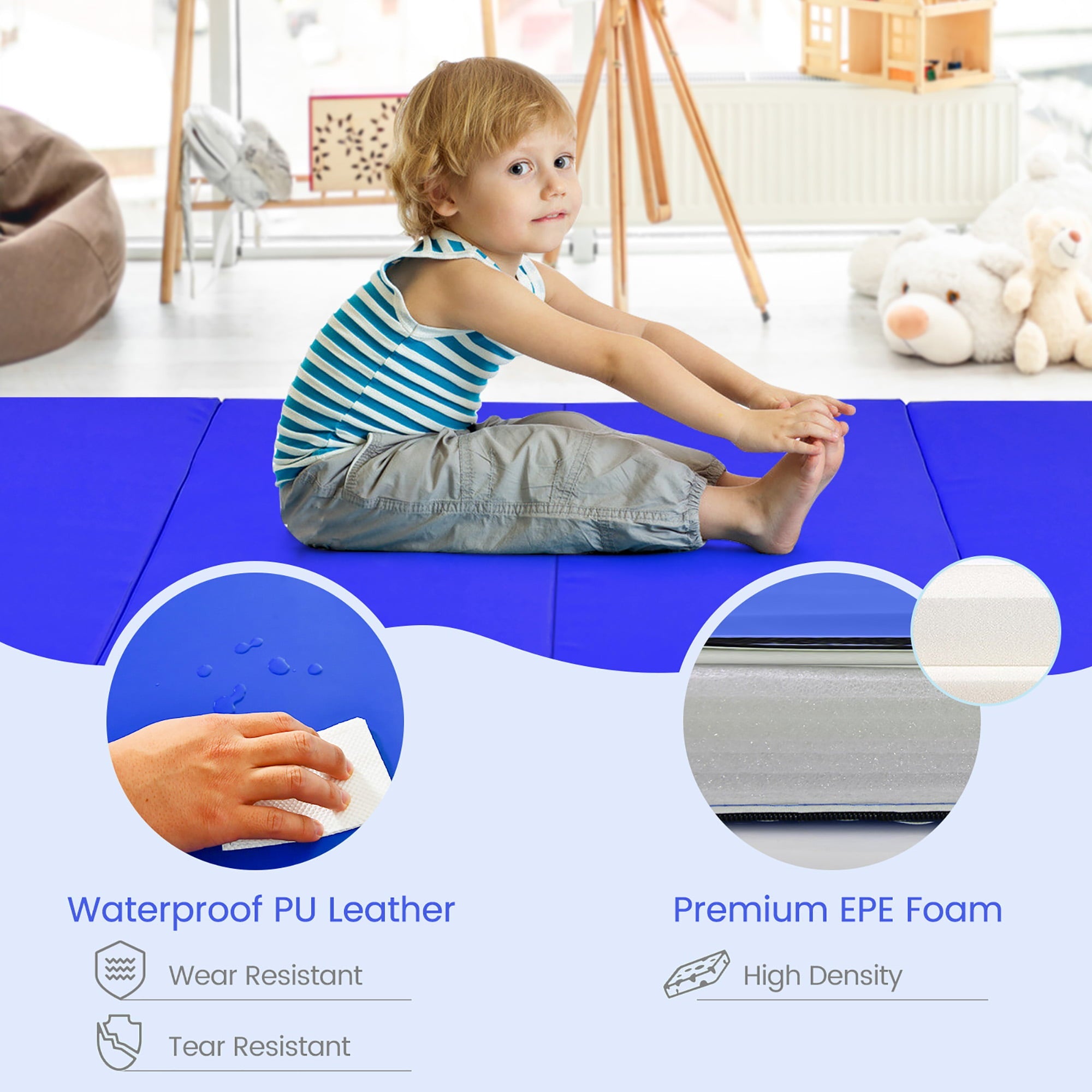 Costway 4'x 8'x 2'' Folding Gymnastics Exercise Mat W/Handle Aerobics Stretch Yoga