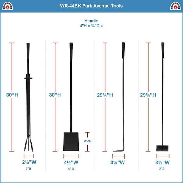 Modern Park Avenue 32.5 in. Tall 5-Piece Black Fireplace Tool Set