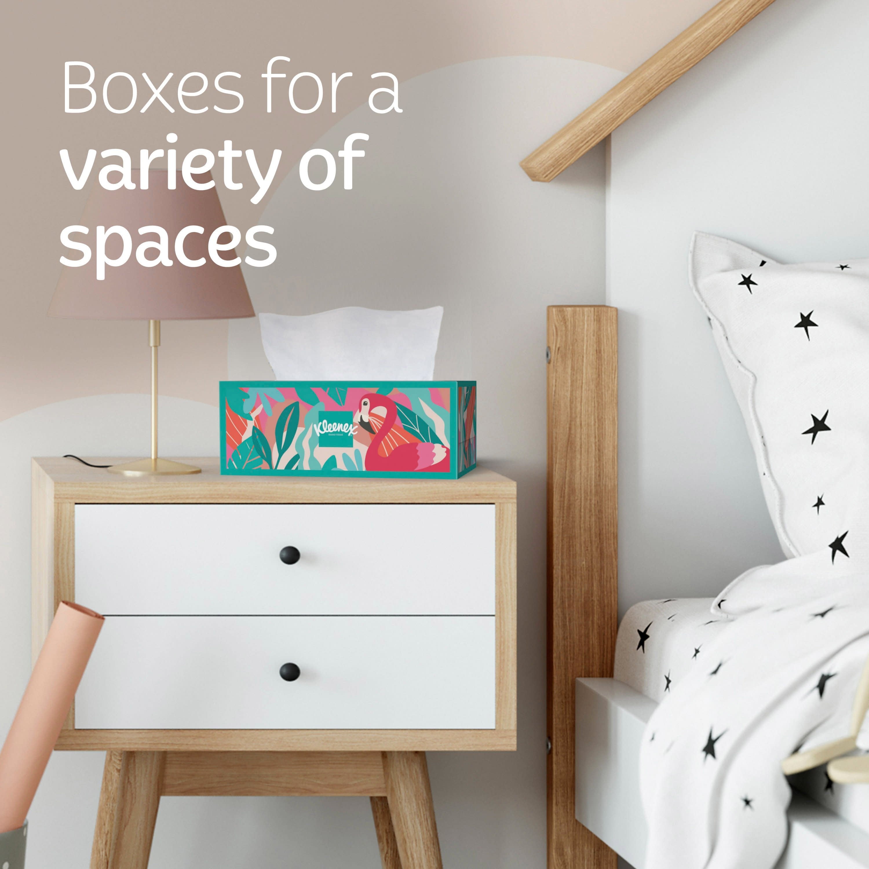 Kleenex Trusted Care Facial Tissues, 1 Flat Box, 72 White Tissues per Box, 2-Ply