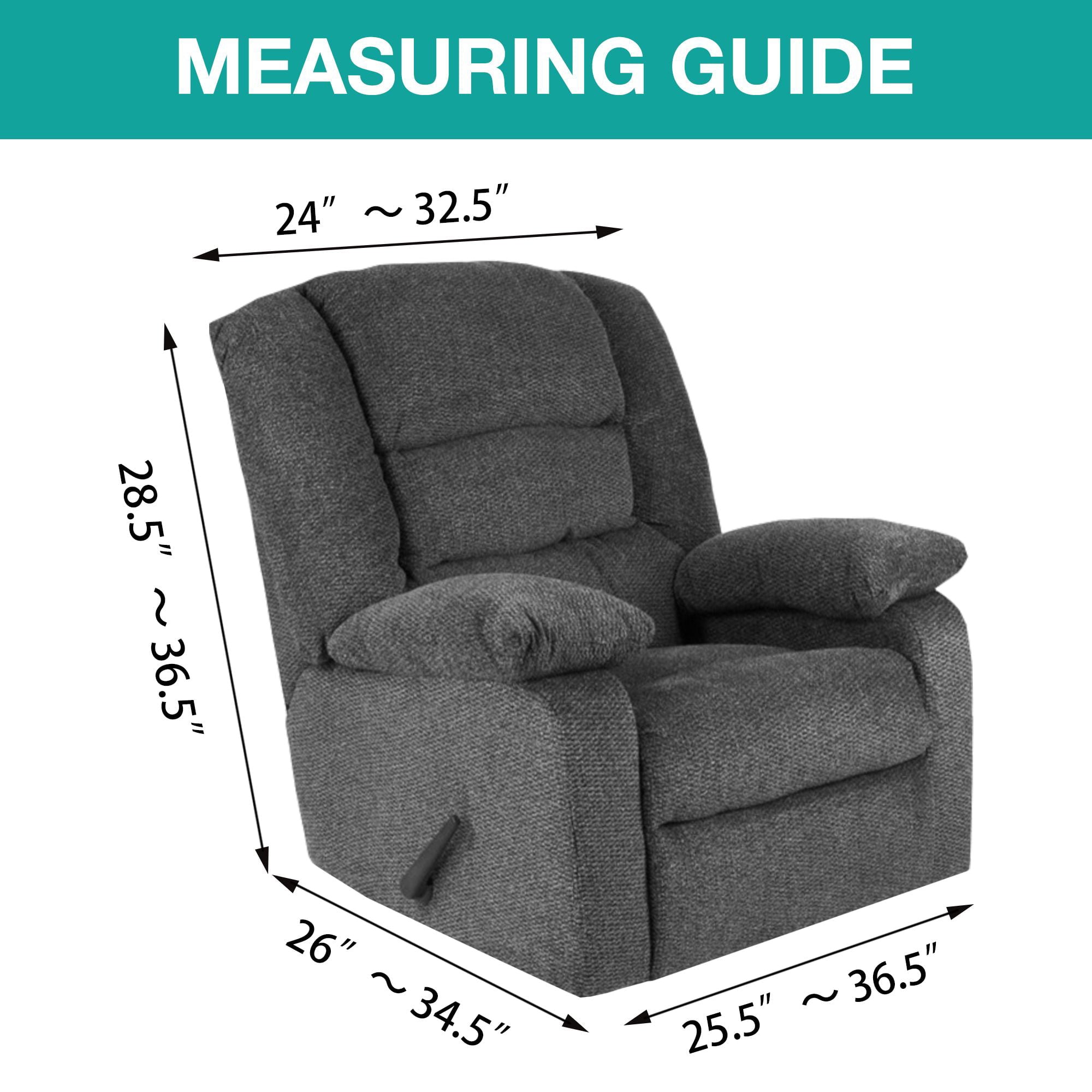 Turquoize Stretch Recliner Cover Jacquard Sofa Slipcover with Side Pockets, Gray