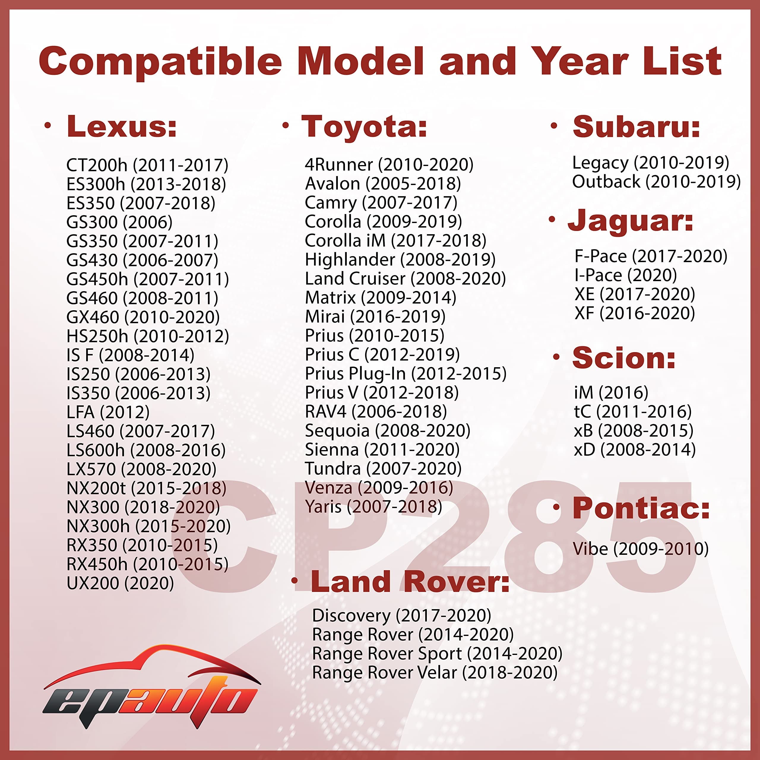 2 Pack - EPAuto CP285 (CF10285) Premium Cabin Air Filter includes Activated Carbon Fits select: 2006-2018 TOYOTA RAV4, 2007-2017 TOYOTA CAMRY