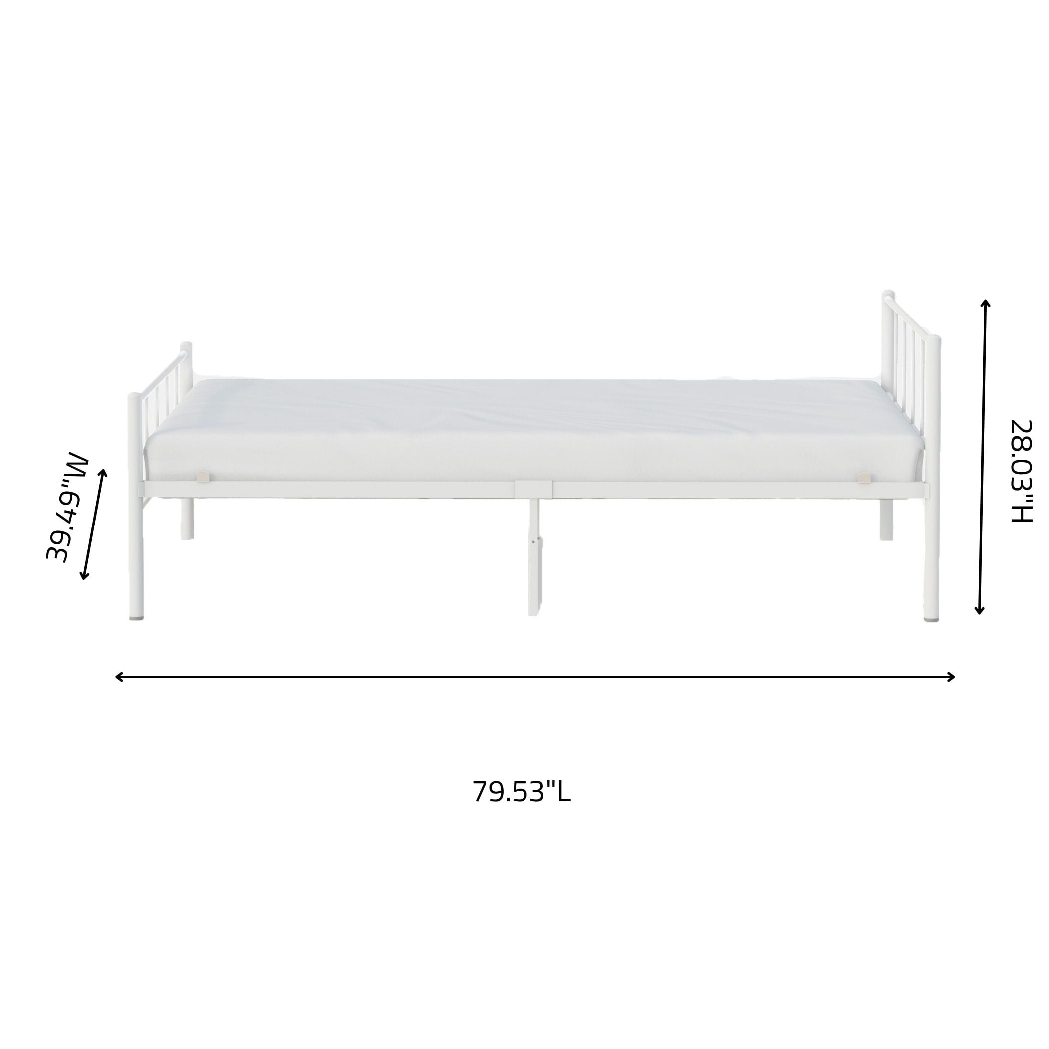 Rack Furniture Austin Steel Twin Furniture Bedroom Kid Bed Frame, White