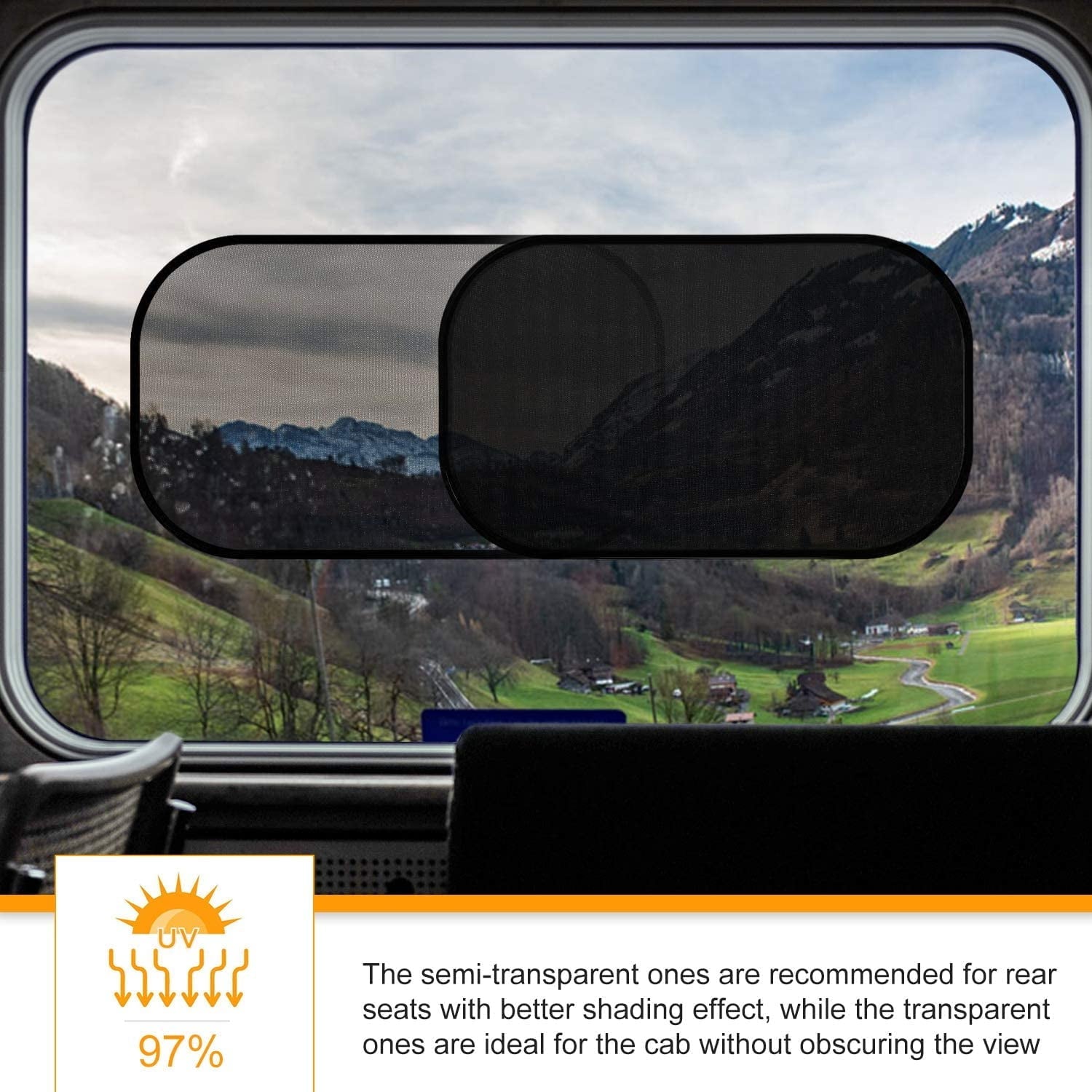 AstroAI Car Window Shade -2 Pack Semi Transparent & 2 Pack Transparent- 20