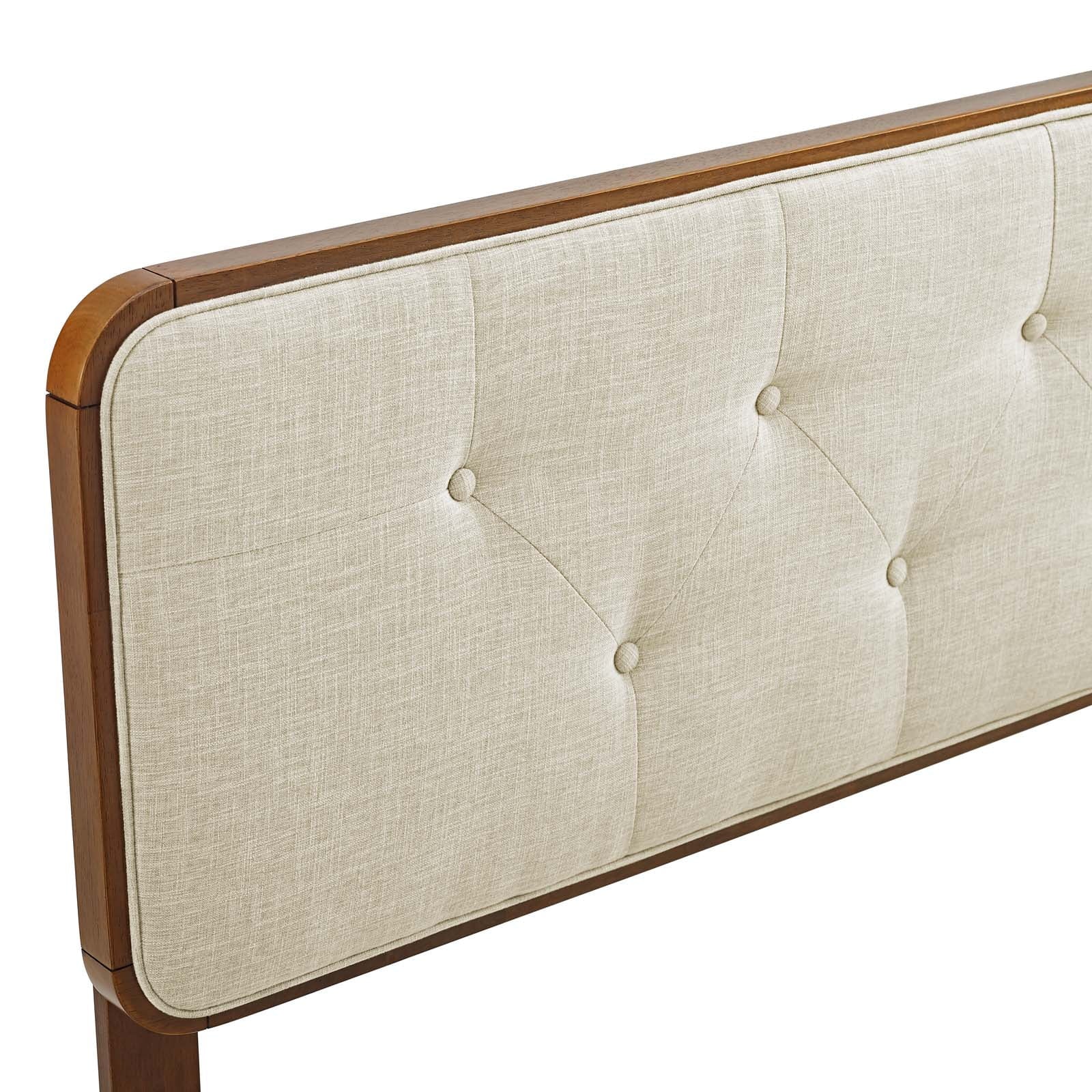 Modway Collins Tufted Full Fabric and Wood Headboard in Walnut Beige