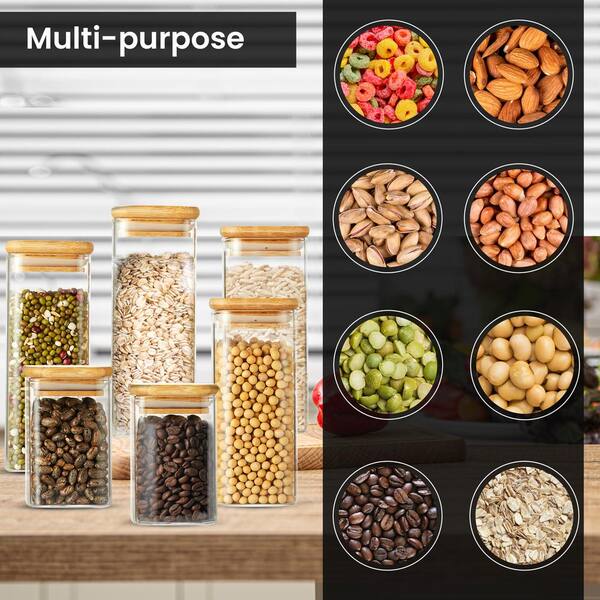 Mini Glass Jar Set and Air Tight Sealable Containers for Kitchen and Pantry Organization