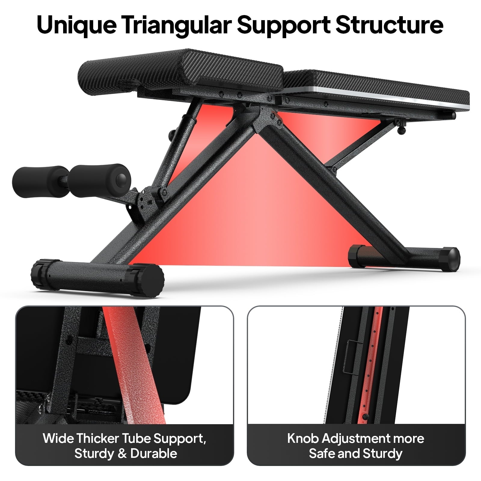 Pooboo Folding Sturdy Workout Bench Free Installation Weight Strength Training Benches 2.17