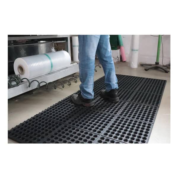 Black 36 in. x 36 in. Rubber Anti-Fatigue Comfort Mat