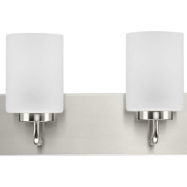 Merry Collection 48 in. 6-Light Brushed Nickel and Etched Glass Transitional Style Bath Vanity Wall Light