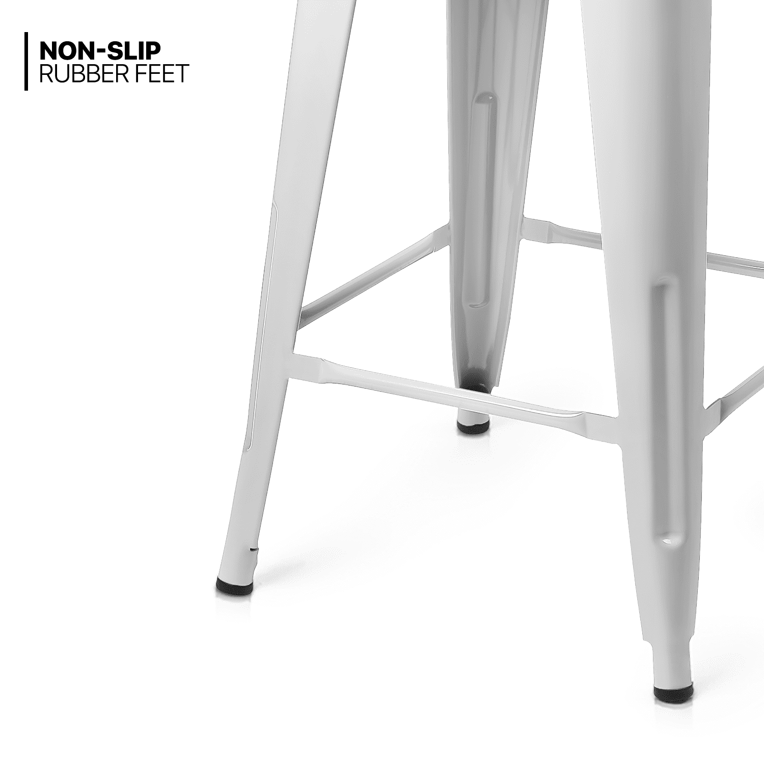 MoNiBloom Set of 4 Metal Bar Stools 24.5 Inch Stackable Counter Height Barstools Backless Rustic Kitchen Dining Chairs, White