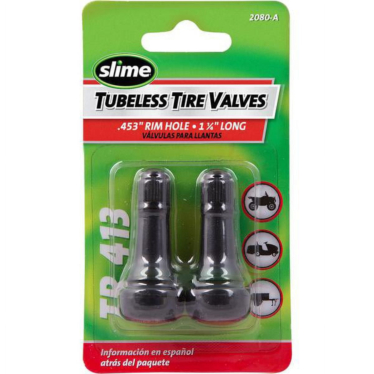 Slime Tubeless Tire Valves TR413 Replacement Black Rubber Valve Stem - 2080a