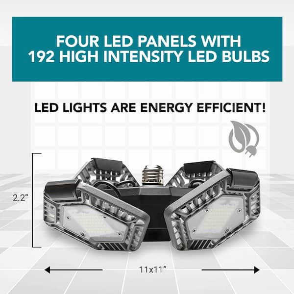 Quadburst Deluxe 10.62 in. Grey 4 Panel LED Flush Mount 8000 Lumens