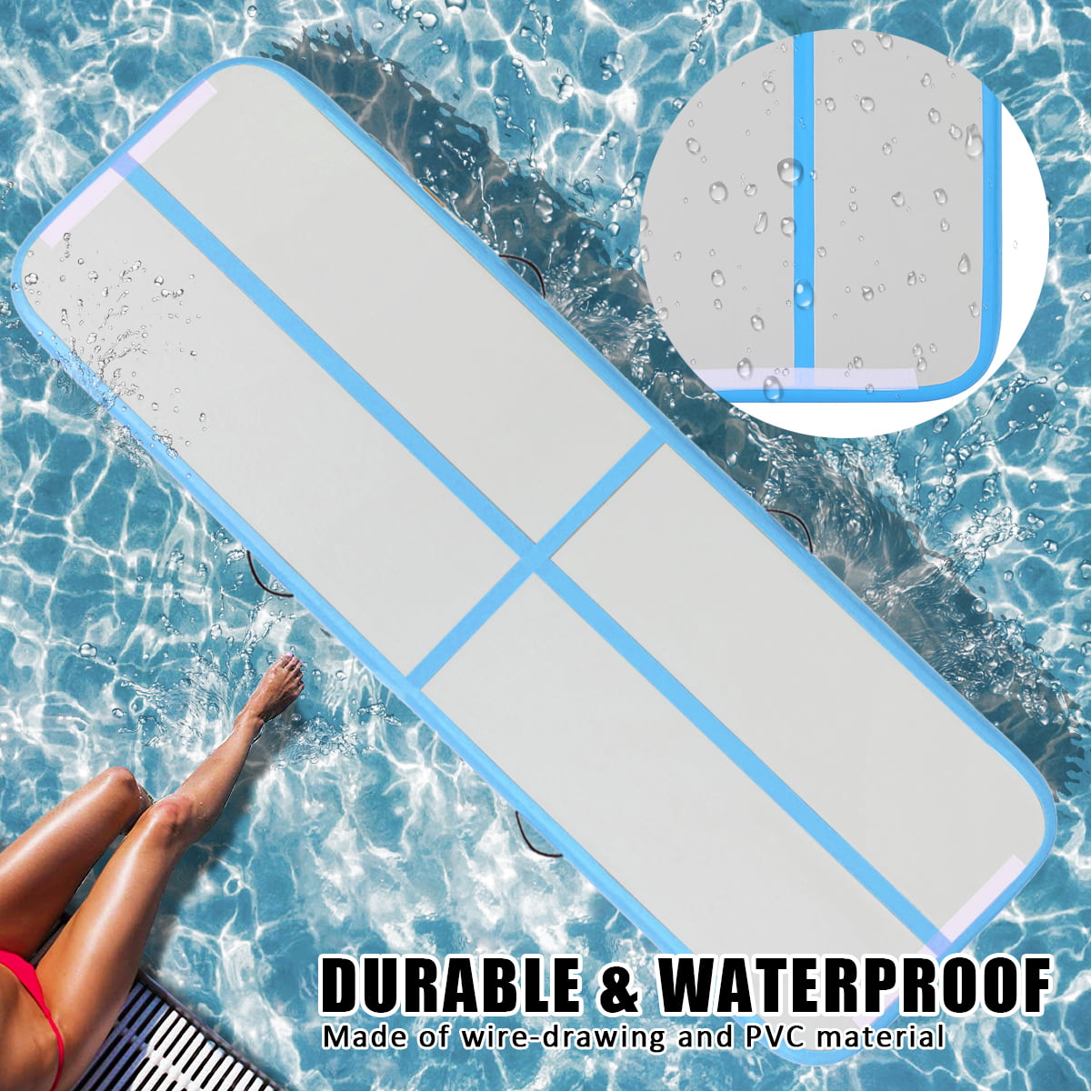 Fbsport Blue 13ft/4m*1m*0.1m Air Track Mat Inflatable Gymnastics Air Track with Electric Air Pump for Practice Gymnastics, Yoga,Kid Safty mat,Tumbling,Parkour, Home Floor