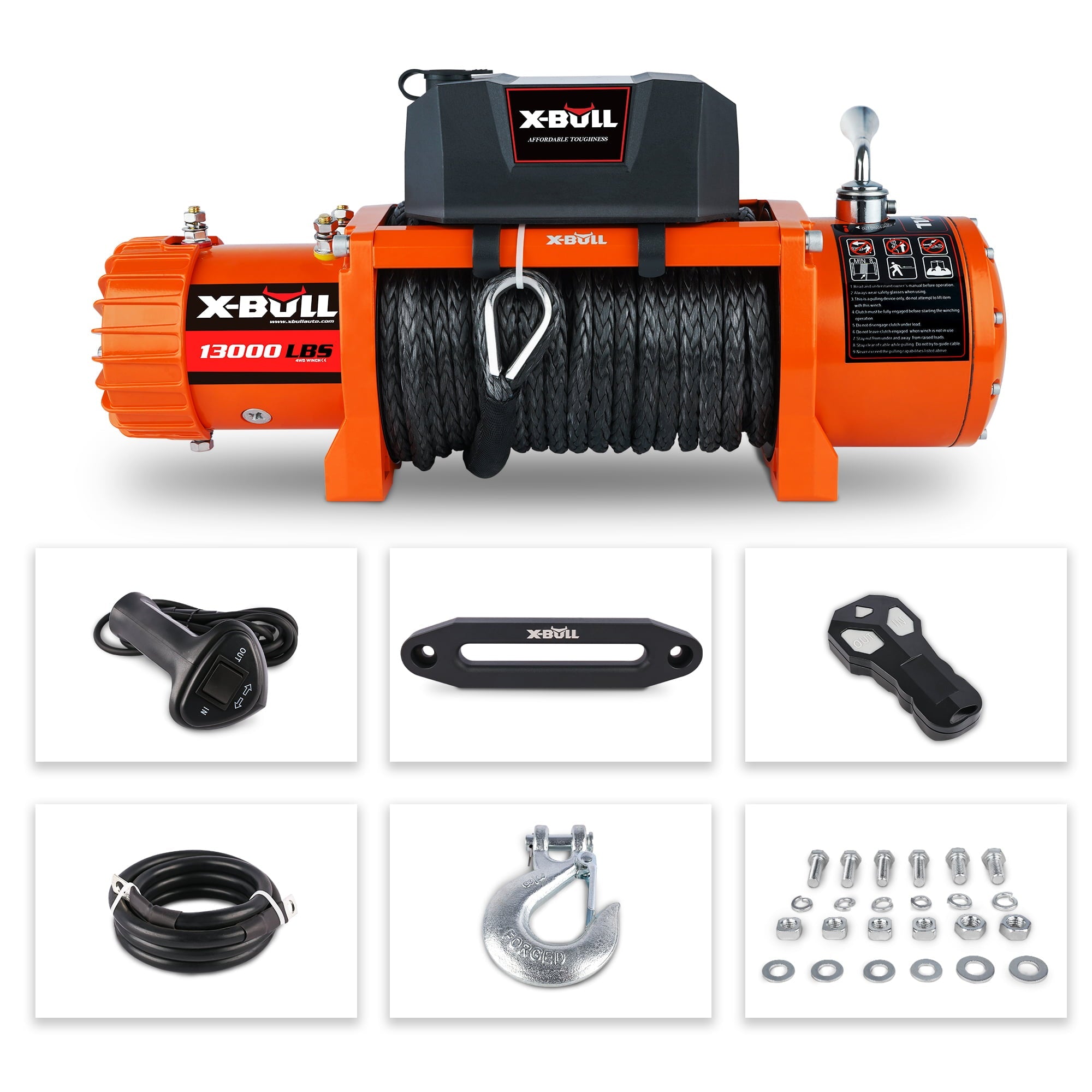 X-BULL Electric Winch 13000lb Winch 12V Synthetic Rope Trailer Towing Truck Off-road Jeep Winch With Wireless Remote