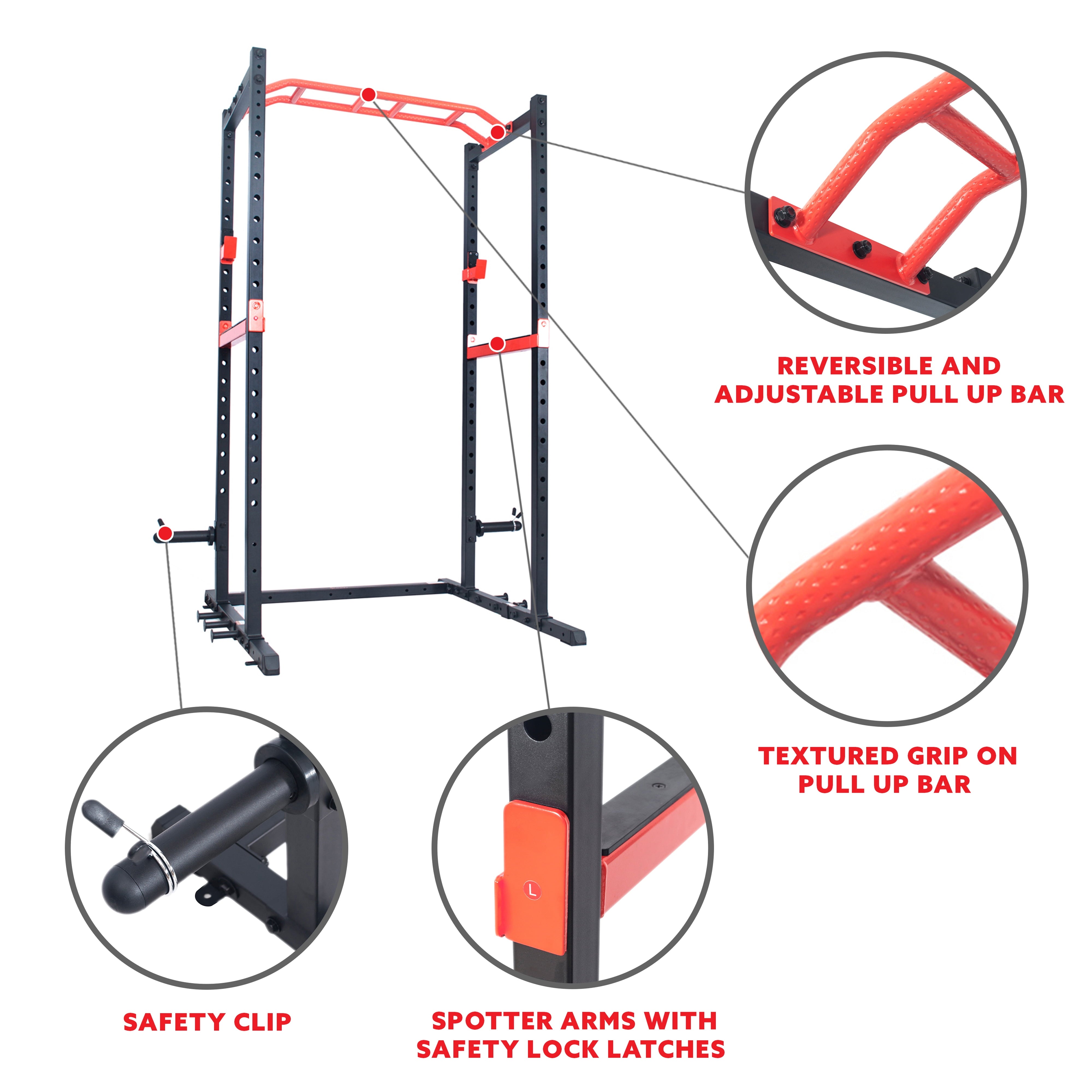 Sunny Health & Fitness Power Zone Power Rack, Home Gym Station Power Cage, Strength Exercise Equipment, SF-XF9925