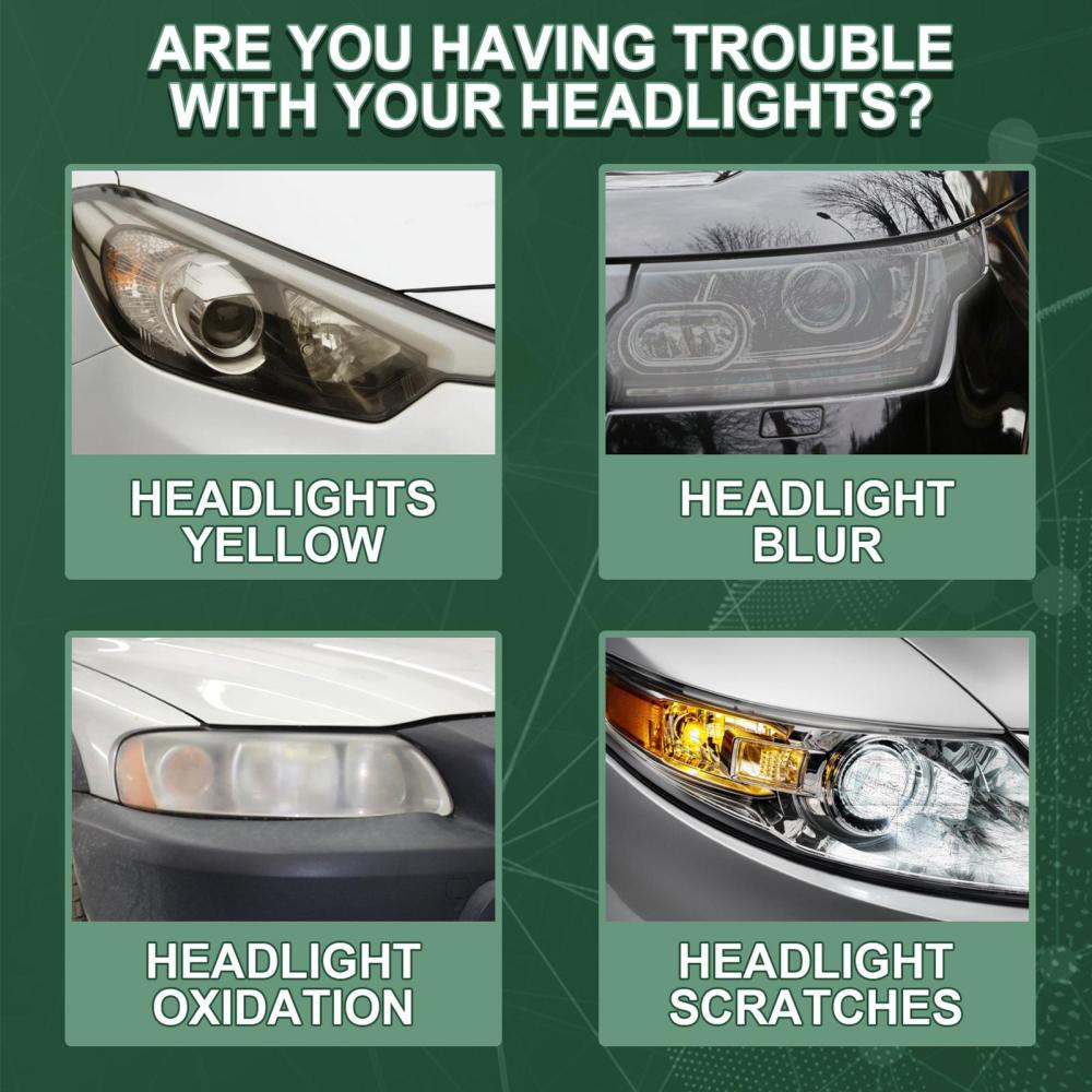 Headlight Repair Polish|Auto Headlamp Cleaning Liquid|Scratch Restoring,UV Protection,Refill Bottle of Vehicle Light Cleaner to Remove Yellowing,Scratches,Oxidation