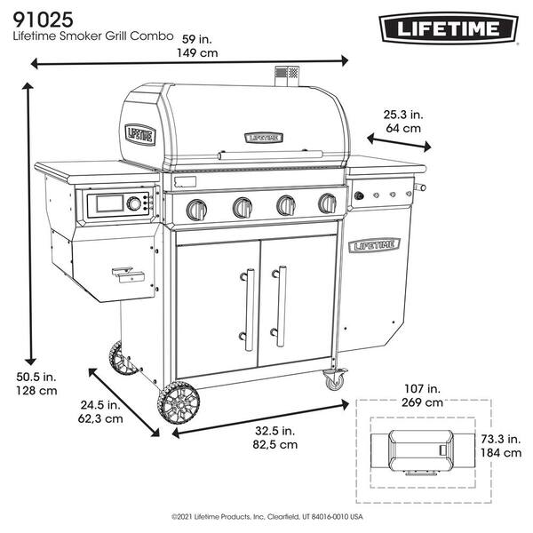 4-Burner Gas Grill and Pellet Smoker Combo in Black