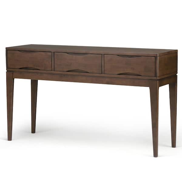 Harper Solid Hardwood 54 in. Wide Mid-Century Modern Console Sofa Table in Walnut Brown