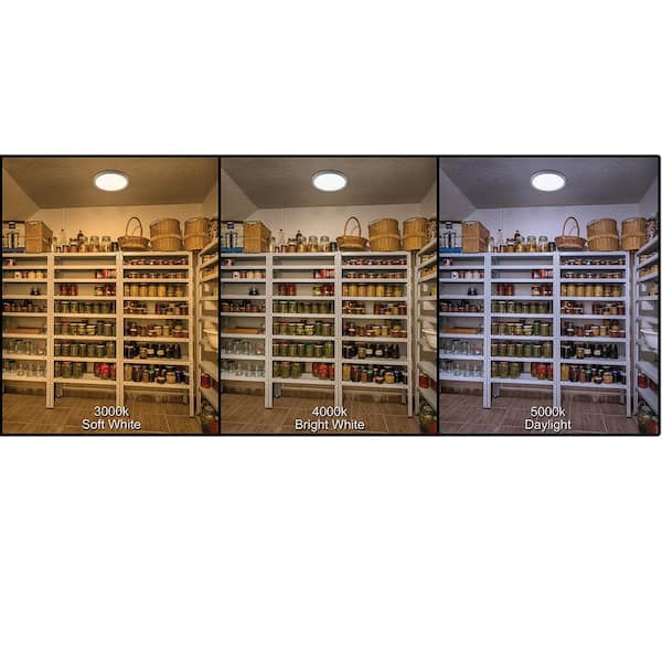 13 in. Low Profile White Closet Light LED Flush Mount Ceiling Light 1350 Lumens 17-Watts 3000K 4000K 5000K Dimmable