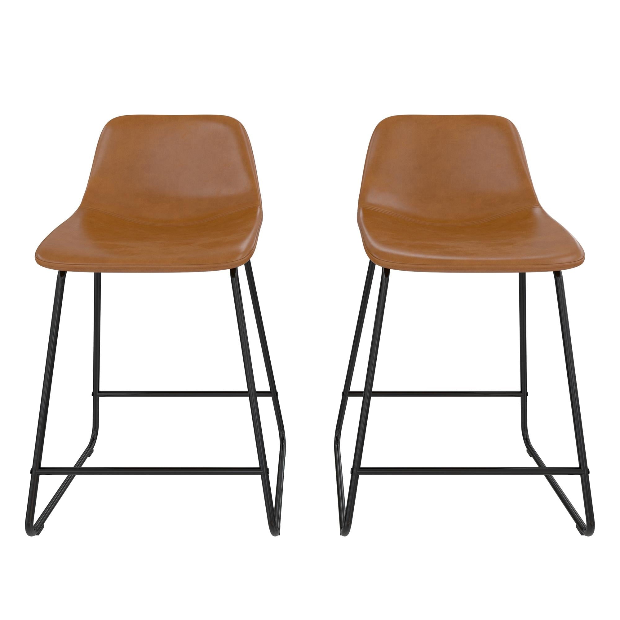 Better Homes & Gardens Farley Scoop Counter Height Stool, Camel Faux Leather