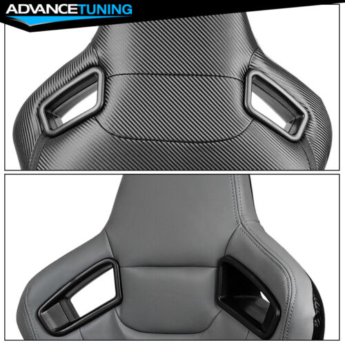 Reclinable Racing seat Left Drive + Dual slider Grey PU &Carbon Leather Back