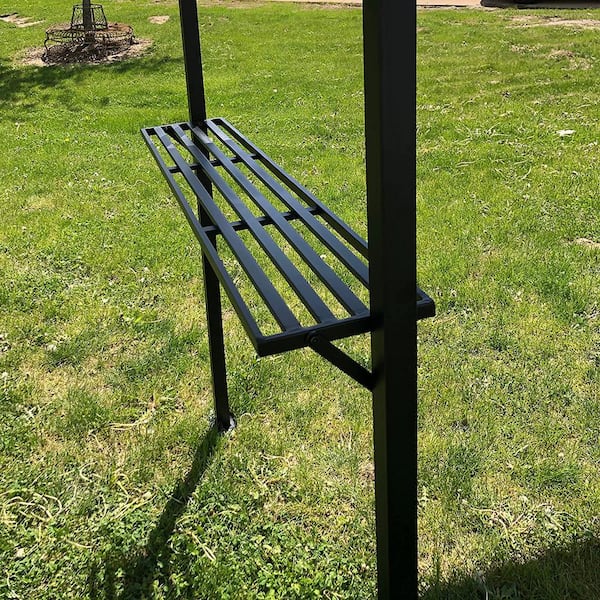 Backyard Expressions 8 Ft. x 5 Ft Grey Grilling Gazebo w/Shelving