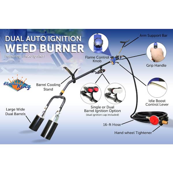 1 Million BTU Dual Propane Torch Heavy-Duty Weed Burner, Single or Dual Piezo