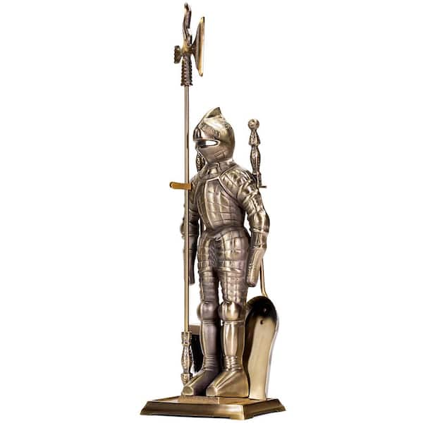 4-Piece Medieval Knight Style Poker Brush Shovel Fireplace Tool Set
