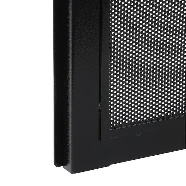 36 in. x 80 in. ArcadaMAX Black Surface Mount Outswing Steel Security Door with Perforated Metal Screen