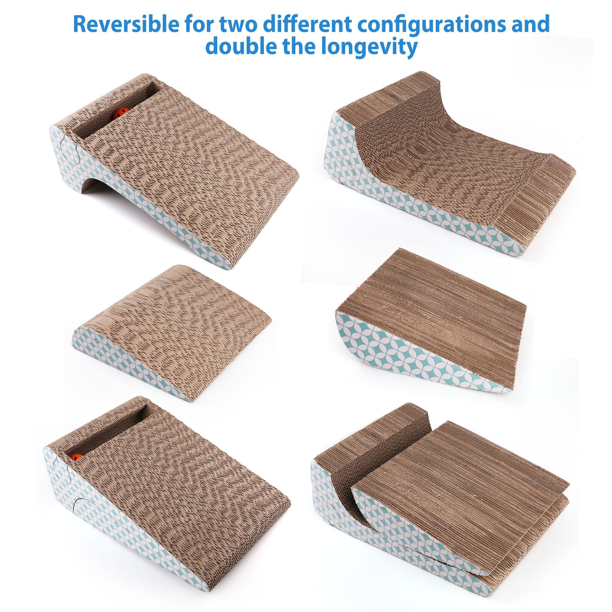 PrimePets Cat Scratcher Cardboard, Removable Cat Scratching Pad with Ball