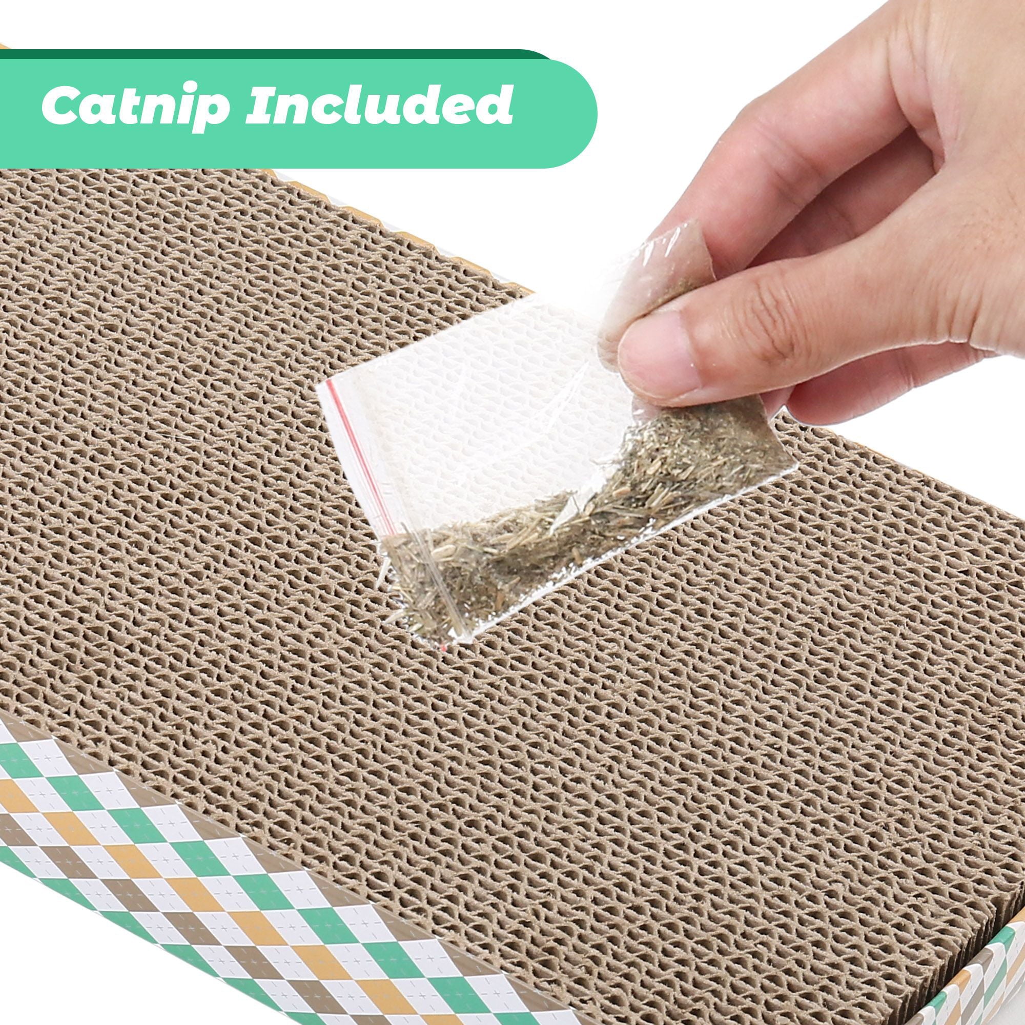 PrimePets XL Wide Cat Scratcher with Catnip,3 Pack Reversible Cat Scratch Pad with Box