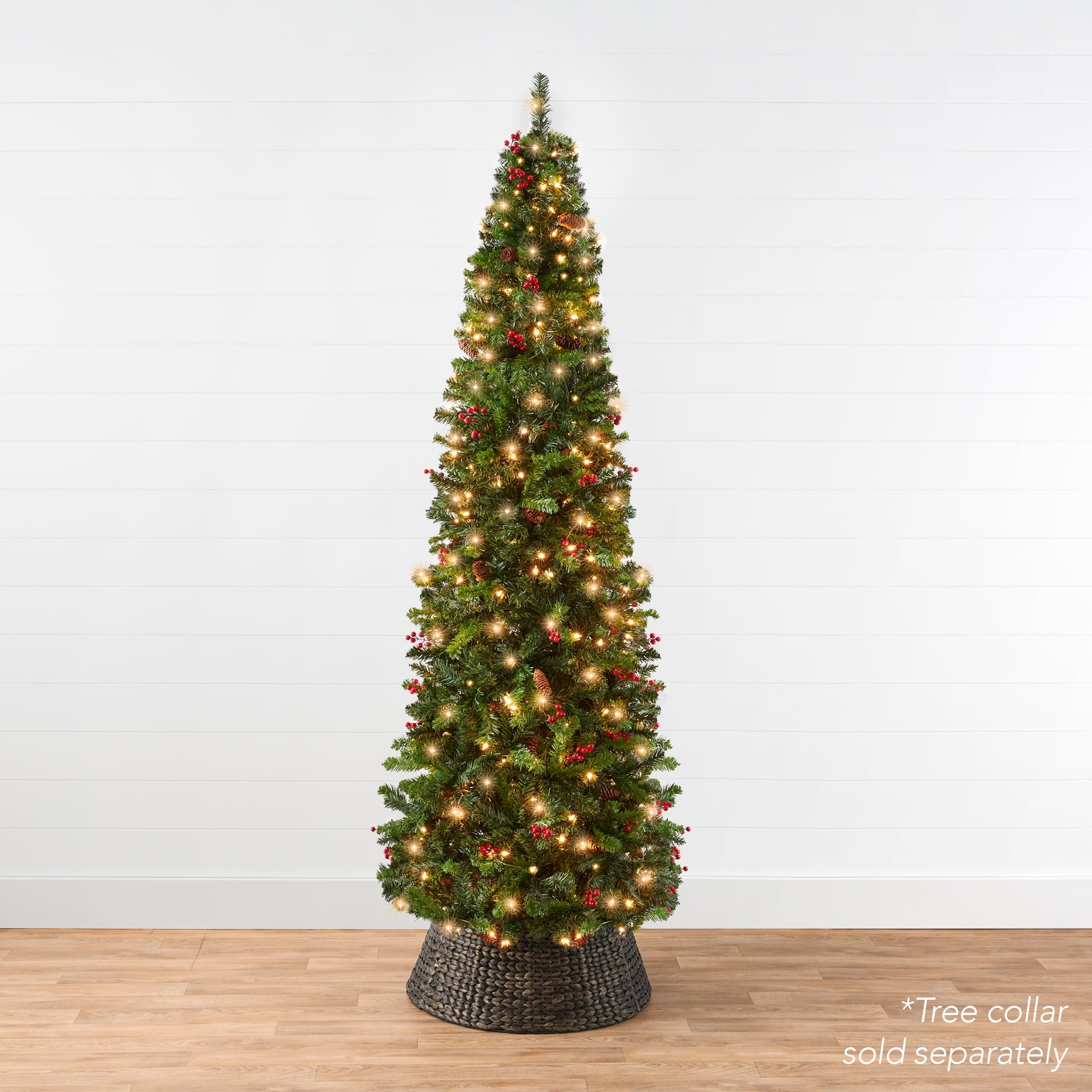 Best Choice Products 6ft Pre-Lit Pencil Christmas Tree Pre-Decorated Holiday Accent w/ 618 Tips, 250 Lights, Base