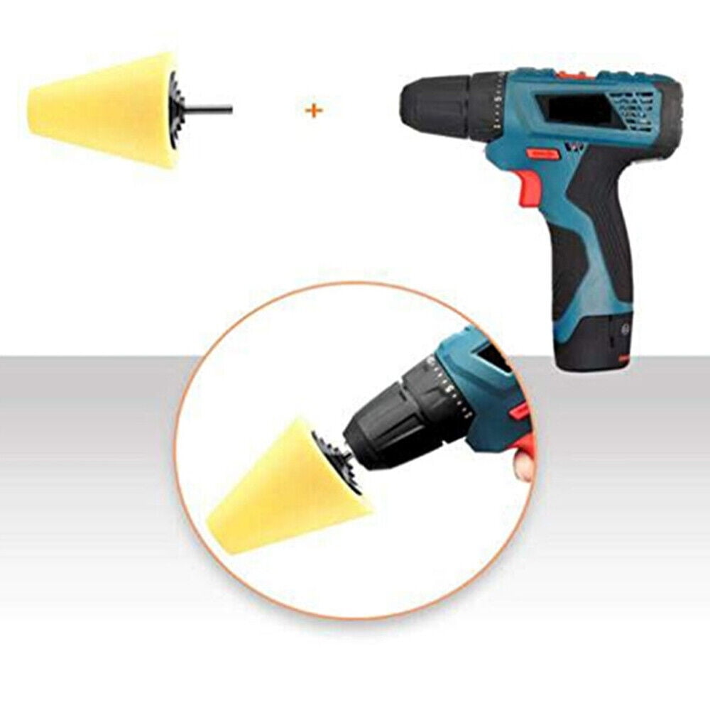 KingFurt 5Pcs Foam Drill Polishing Cone Ball Pads Kit Car Hub Waxing Buffing Wheel Polisher Conical Sponge