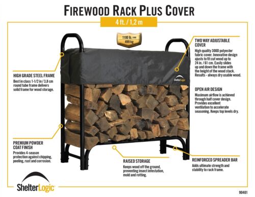 ShelterLogic Heavy Duty Firewood Rack, 4 ft.