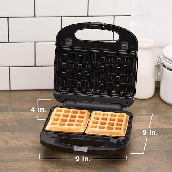3-in-1 Black Morning Meal Station Waffle Maker and Grill