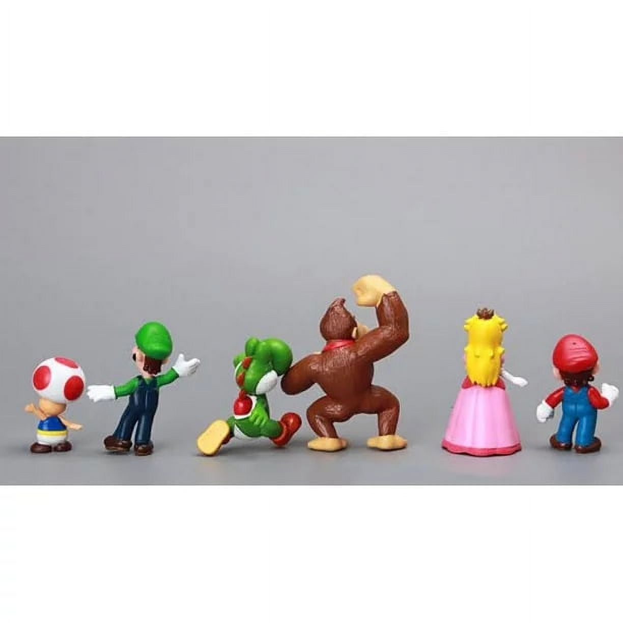 6pc Super Mario Bros Peach Toad Mario Luigi Yoshi Donkey Kong Action Figure Toys