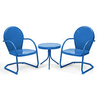 Efurden Patio Bistro Set Retro Metal Outdoor Seating Set Conversation Set 3 Pieces, 2 C-Spring Motion Armchairs and Round Side Table for Porch Lawn Garden, Red