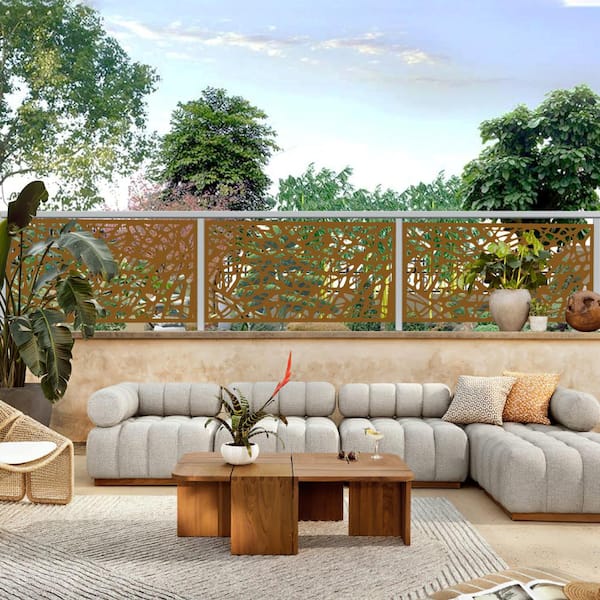 3-Panel Rust-Colored Weather Resistant Panel Screen