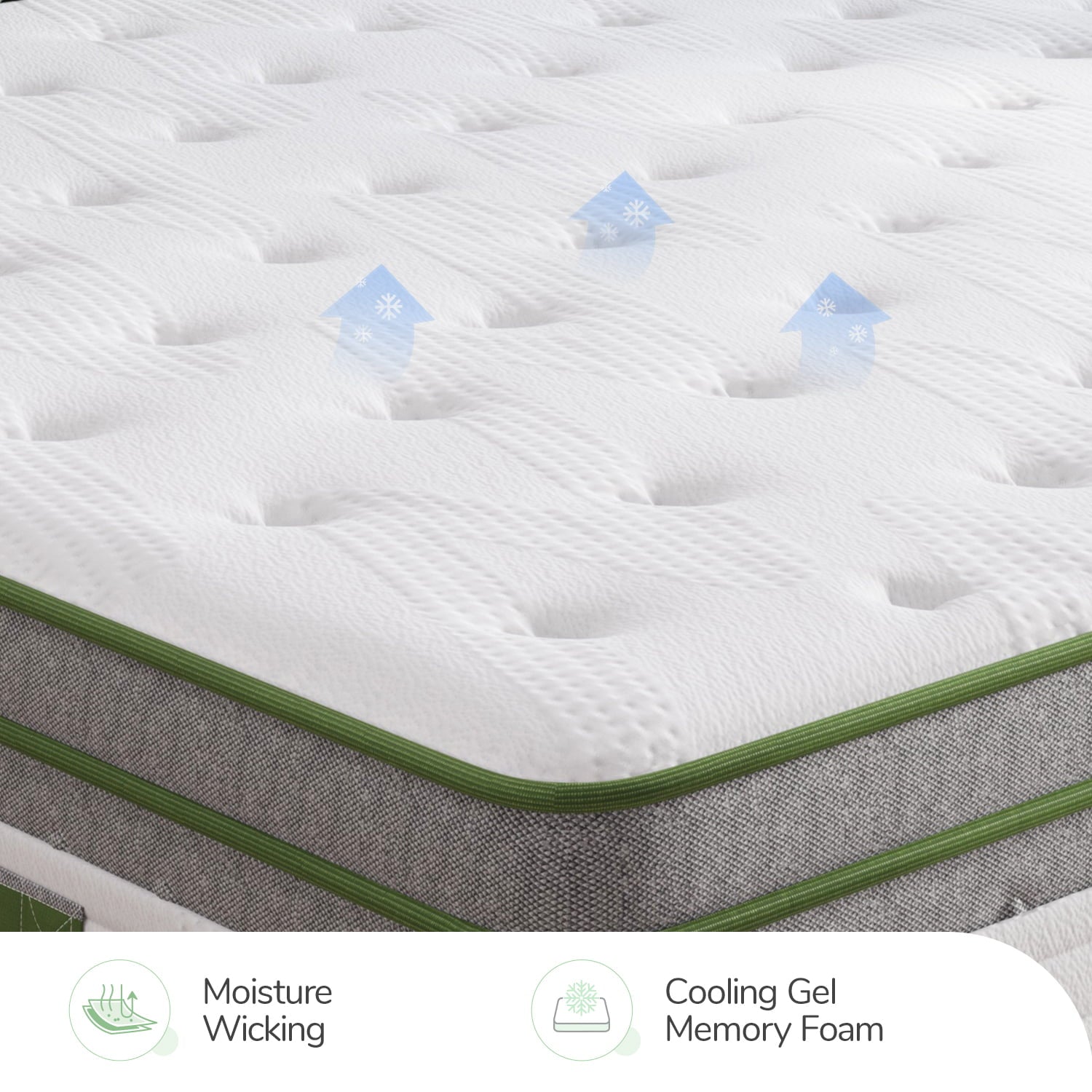 12 inch Queen Mattresses, Pocket Spring Hybrid Mattress with Gel Memory Foam for Cool Sleep