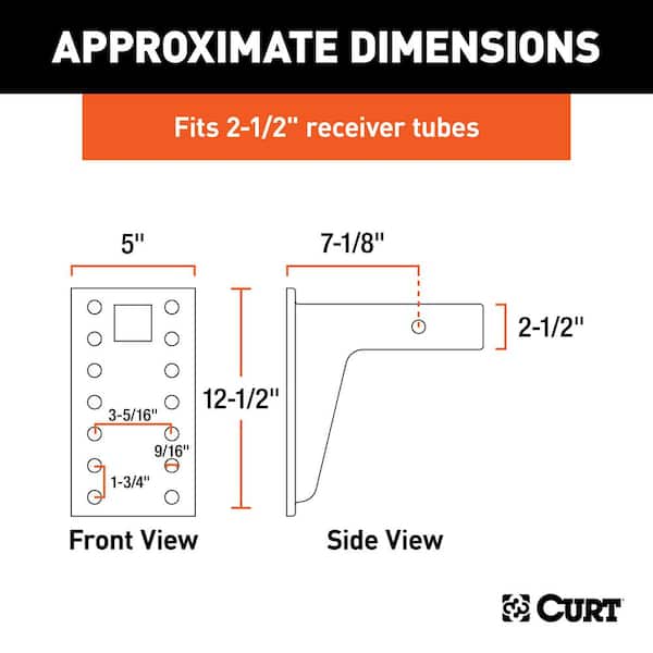 Adjustable Pintle Mount (2-1/2 in. Shank, 20,000 lbs., 12-1/2 in. High, 10-3/4 in. Long)