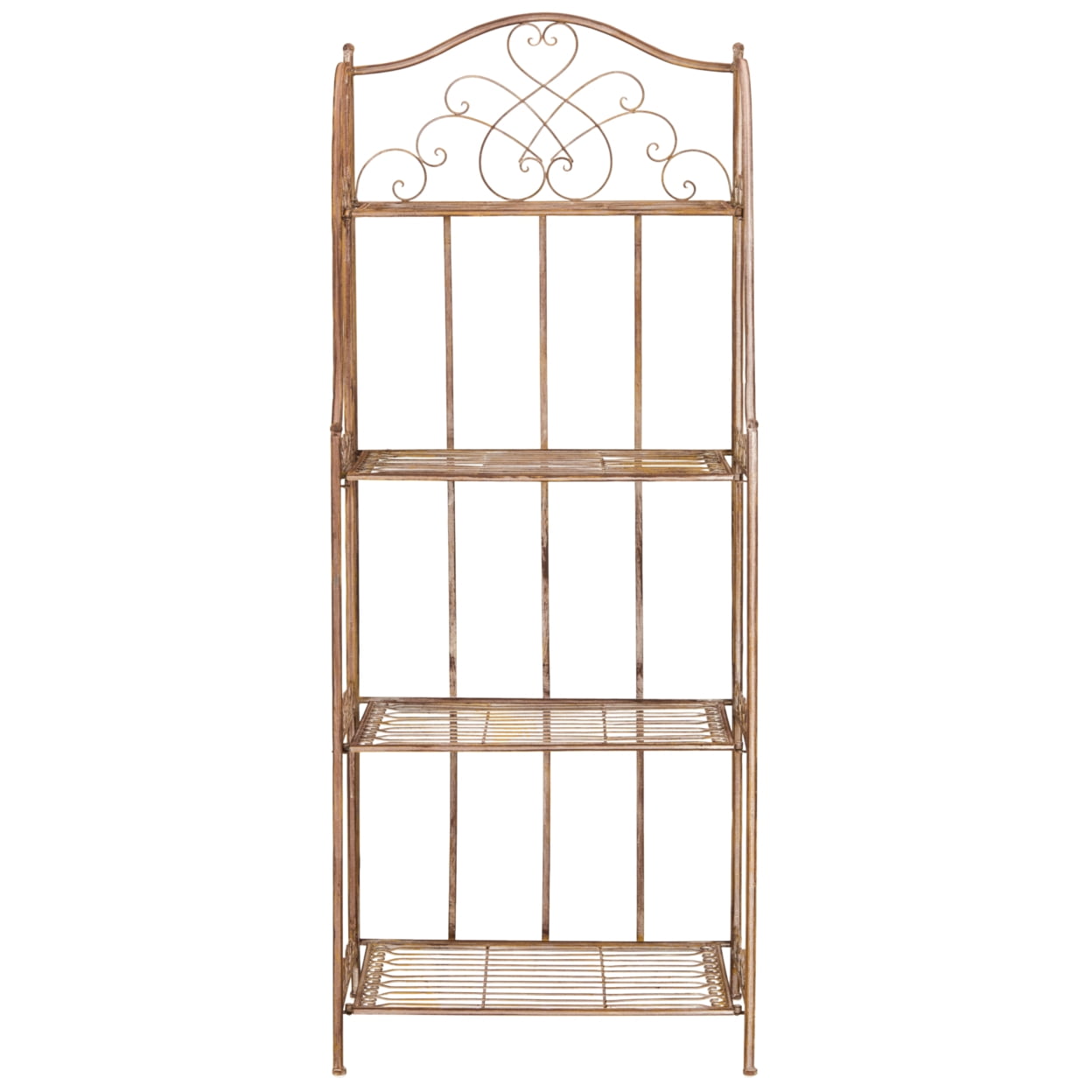 SAFAVIEH Amaris Outdoor Wrought Iron 4 Tier Bakers Rack, Rusty Orange