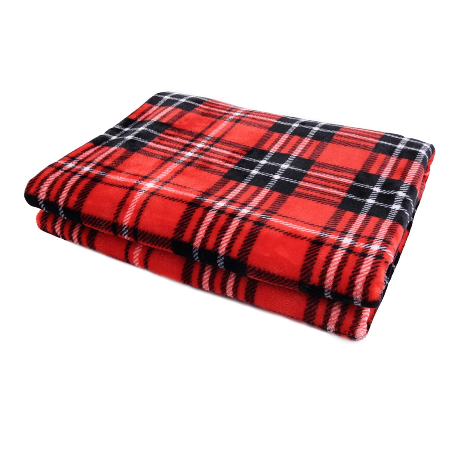 JML Fleece Soft Cozy Plush Throw Blanket, Red & Black Plaid, Standard Throw
